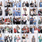 collage of Photo Booth images with smiling faces and prop poses with hospital employees.